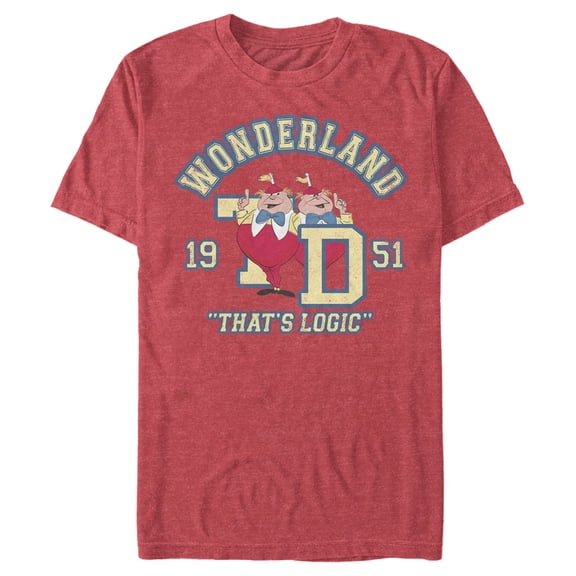 Men's Alice in Wonderland Retro Tweedledee and Tweedledum That's Logic Graphic Tee Red Heather Large