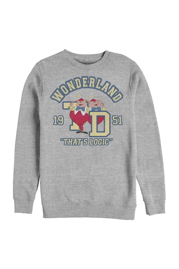 Men's Alice in Wonderland Retro Tweedledee and Tweedledum That's Logic Sweatshirt Athletic Heather Large
