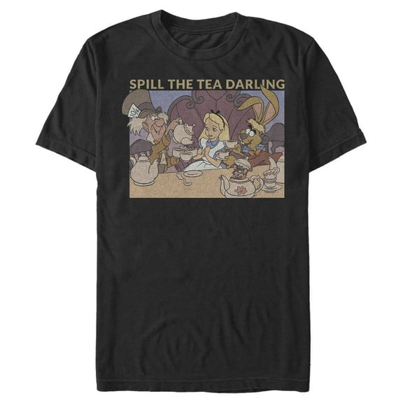 Men's Alice in Wonderland Spill the Tea Darling Graphic Tee Black Small