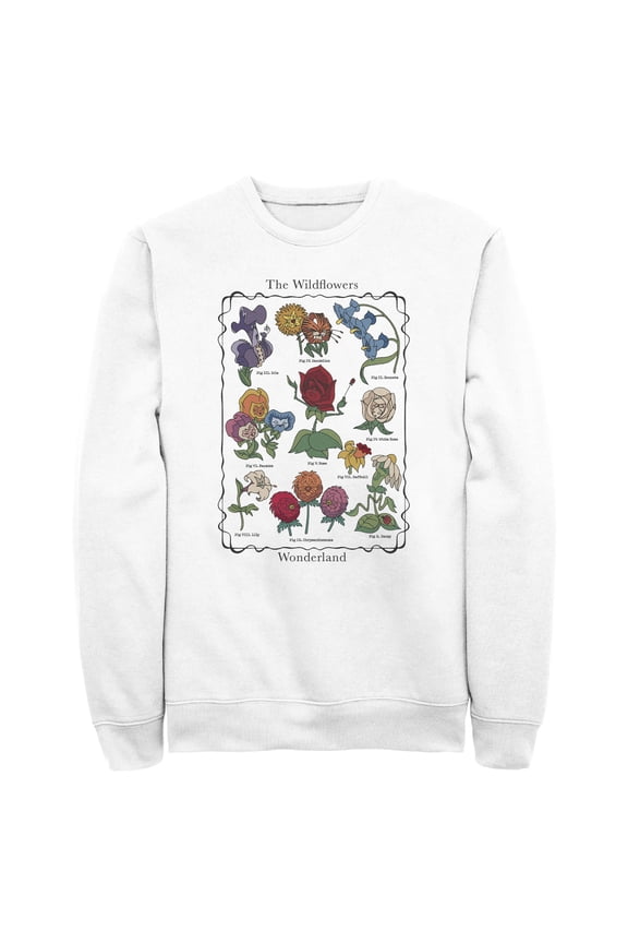 Men's Alice in Wonderland The Wildflowers Chart  Sweatshirt White 3X Large