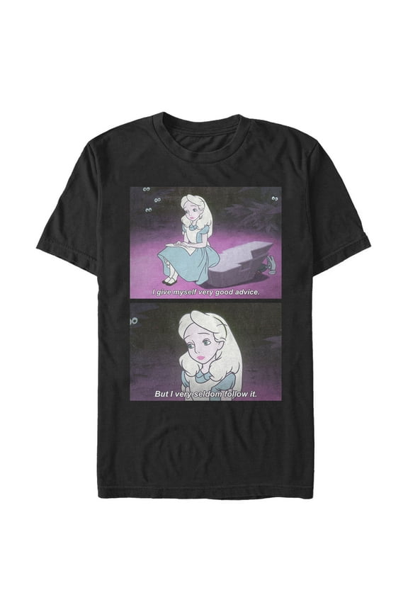 Men's Alice in Wonderland Very Good Advice Scene Graphic Tee Black Large