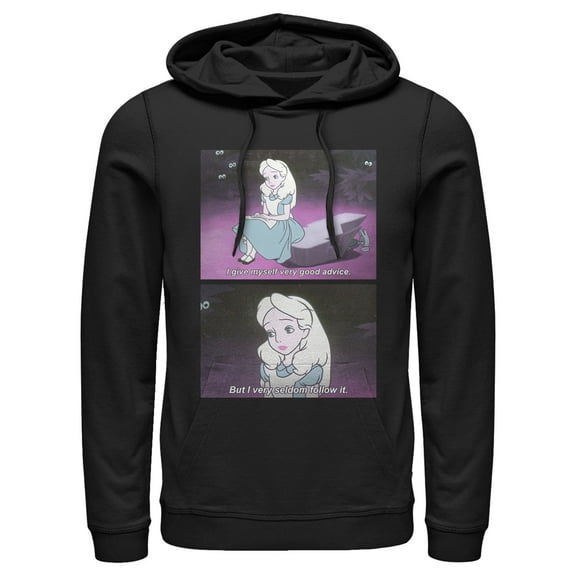 Men's Alice in Wonderland Very Good Advice Scene Pull Over Hoodie Black Large