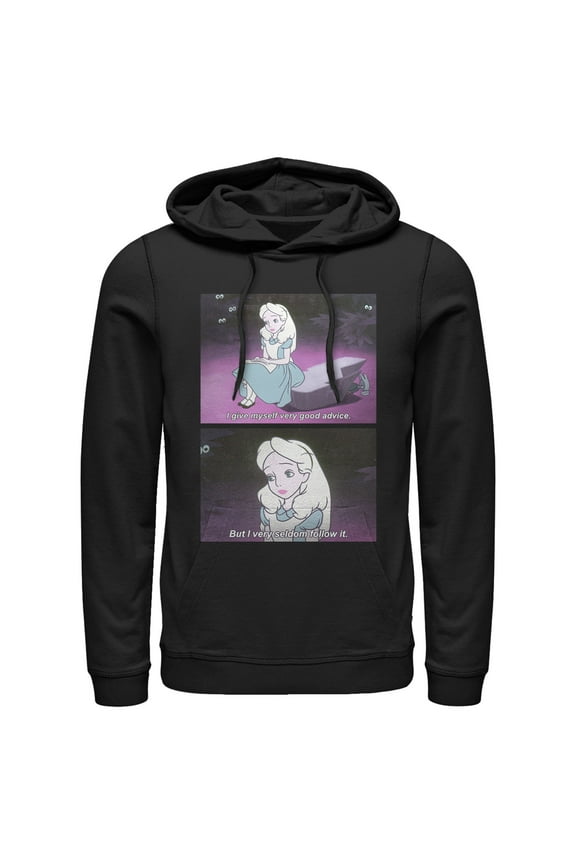 Men's Alice in Wonderland Very Good Advice Scene Pull Over Hoodie Black X Large