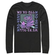 Mens Alice in Wonderland Were All Mad Here Trippy Long Sleeve Shirt Black X Large