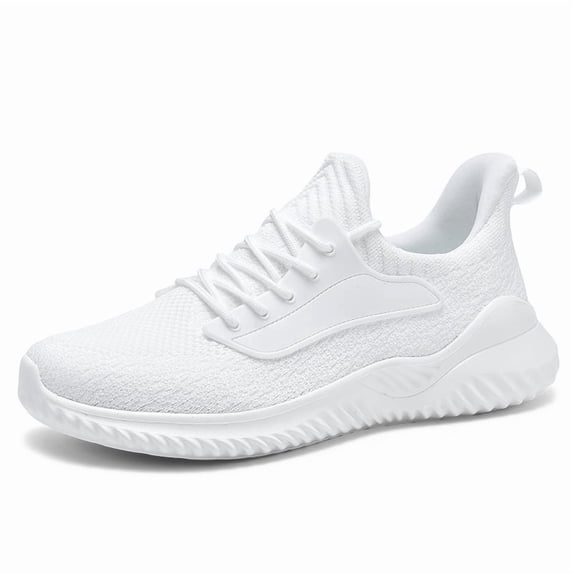 Men's All-Black Breathable Knit Running Shoes, Lightweight Lace-Up Athletic Sneakers, Non-Slip Casual Footwear for Gym, Walking, and Everyday Activities