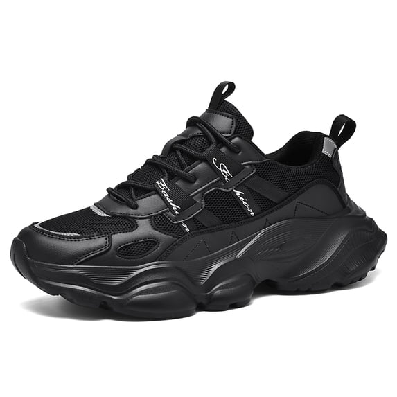 Men's All-Black Mesh Platform Chunky Dad Sneakers