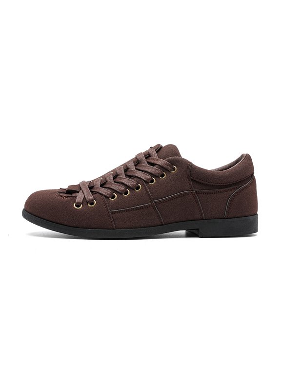Men's All-Black Minimalist Casual Shoes, Lace-Up Low-Top Suede Style Sneakers