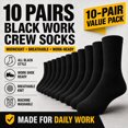 thumbnail image 1 of Men’s All Black Work Crew Socks, Midweight Breathable Socks for Work Shoes, 10 Pairs, 1 of 10