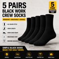 thumbnail image 1 of Men’s All Black Work Crew Socks, Midweight Breathable Socks for Work Shoes, 5 Pairs, 1 of 10