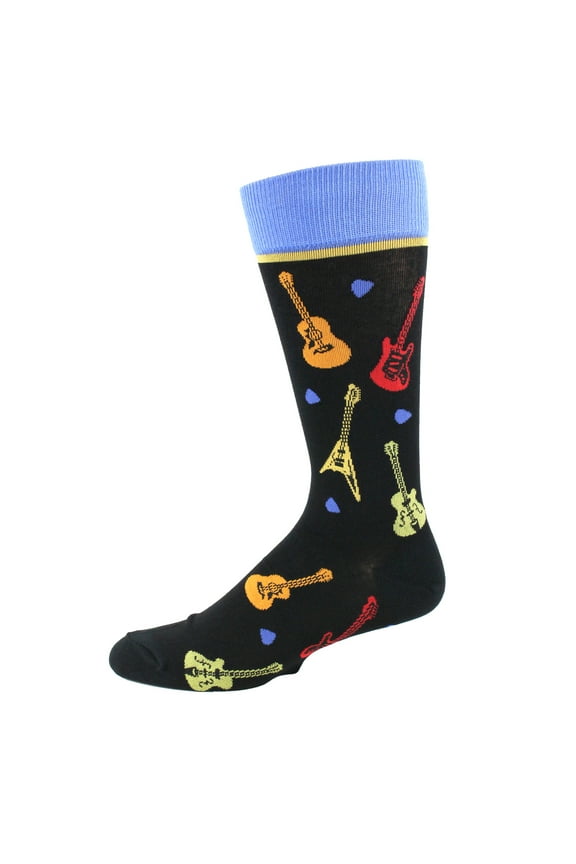 Men's All Over Guitars Socks / Black