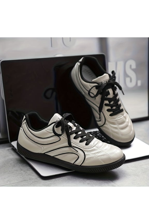 Men's All-Season Breathable,PU Upper & Rubber Sole, Round Toe All-Terrain Tread for Gym,, Casual Attire - Multi-Color Options (Black/White/Grey/Navy) - Versatile Outdoor