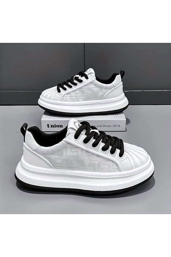 Men's All-Season Thick-Sole Fashion Casual Shoes New Arrival Ice Slicky Fiber Fabric Breathable Comfortable Shell-Toe