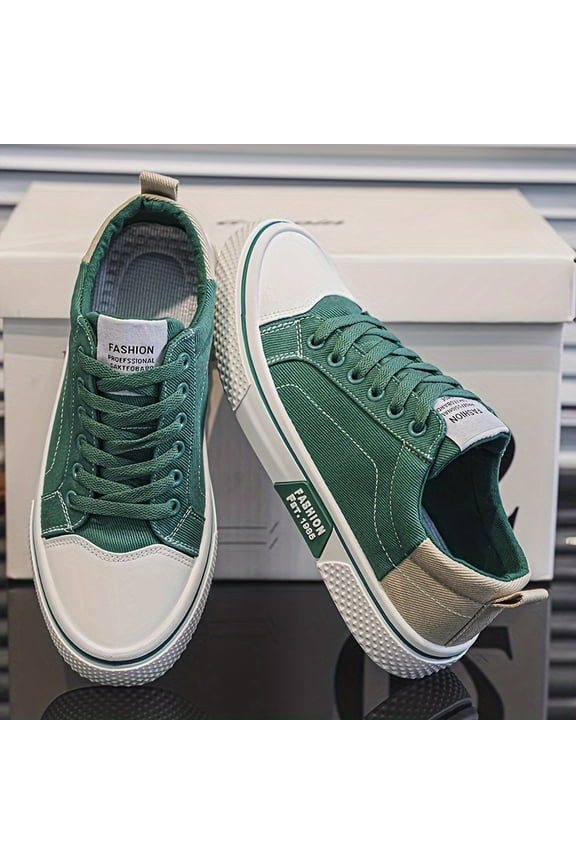 Men's All-Terrain for Streetwear, White Mid-Top Sneakers - Retro-Modern Canvas with PVC Sole & Cushioning ,Outdoor Activities - All-Season Round Toe Lace-Up Footwear &