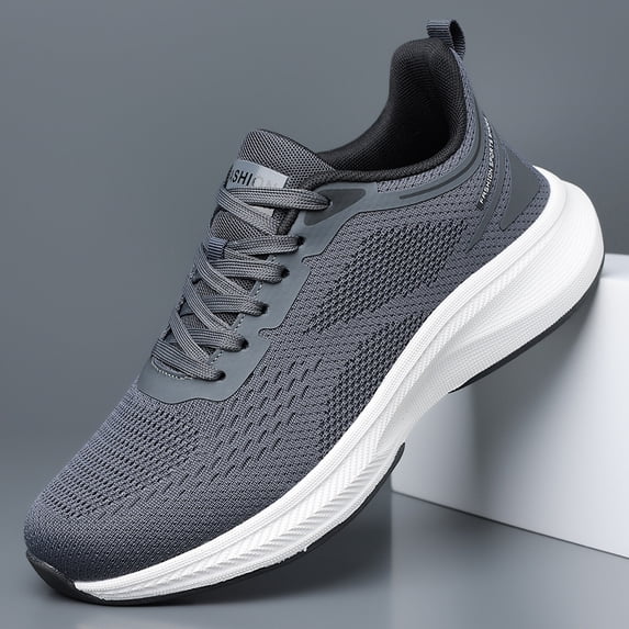 Men's All-White Breathable Knit Running Sneakers