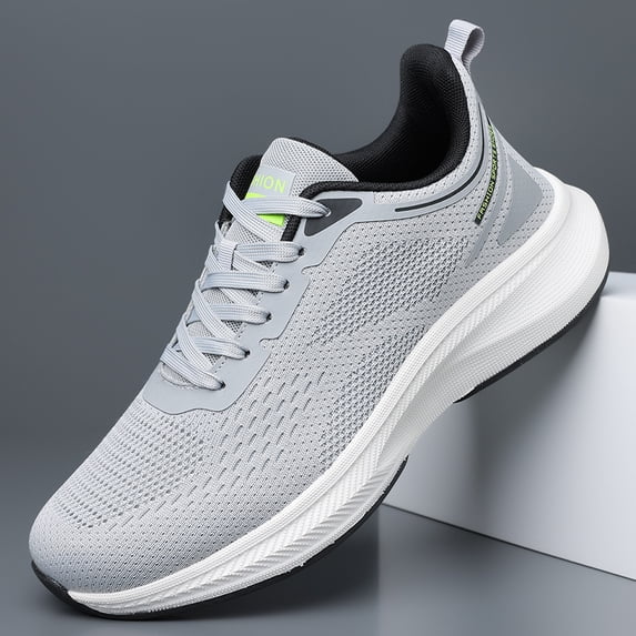 Men's All-White Breathable Knit Running Sneakers
