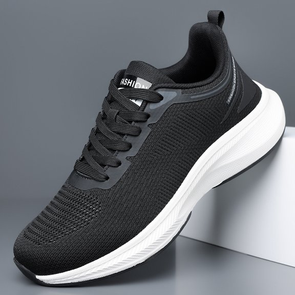 Men's All-White Breathable Knit Running Sneakers