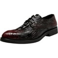 thumbnail image 1 of Men's Alligator Print Leather Lace Up Oxford Shoes Classic Modern Formal Dress Shoes Wedding Shoes, 1 of 10