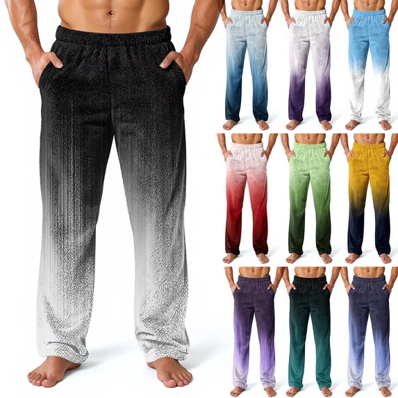 Men's Allover Printed Home Pants Sleeping Pajama Pants - Long Pants with Pockets for Winter Lounging, Bedtime Comfort and Holiday Relaxation,White,3XL