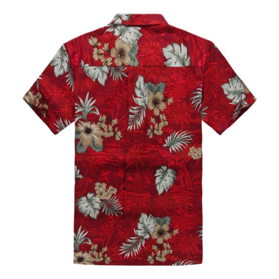 Men's Aloha Shirt S Burgundy Palm Tree