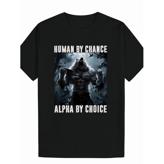 Men's Alpha Greek Lettering And Wolf Bold Human Design Everyday Style ...