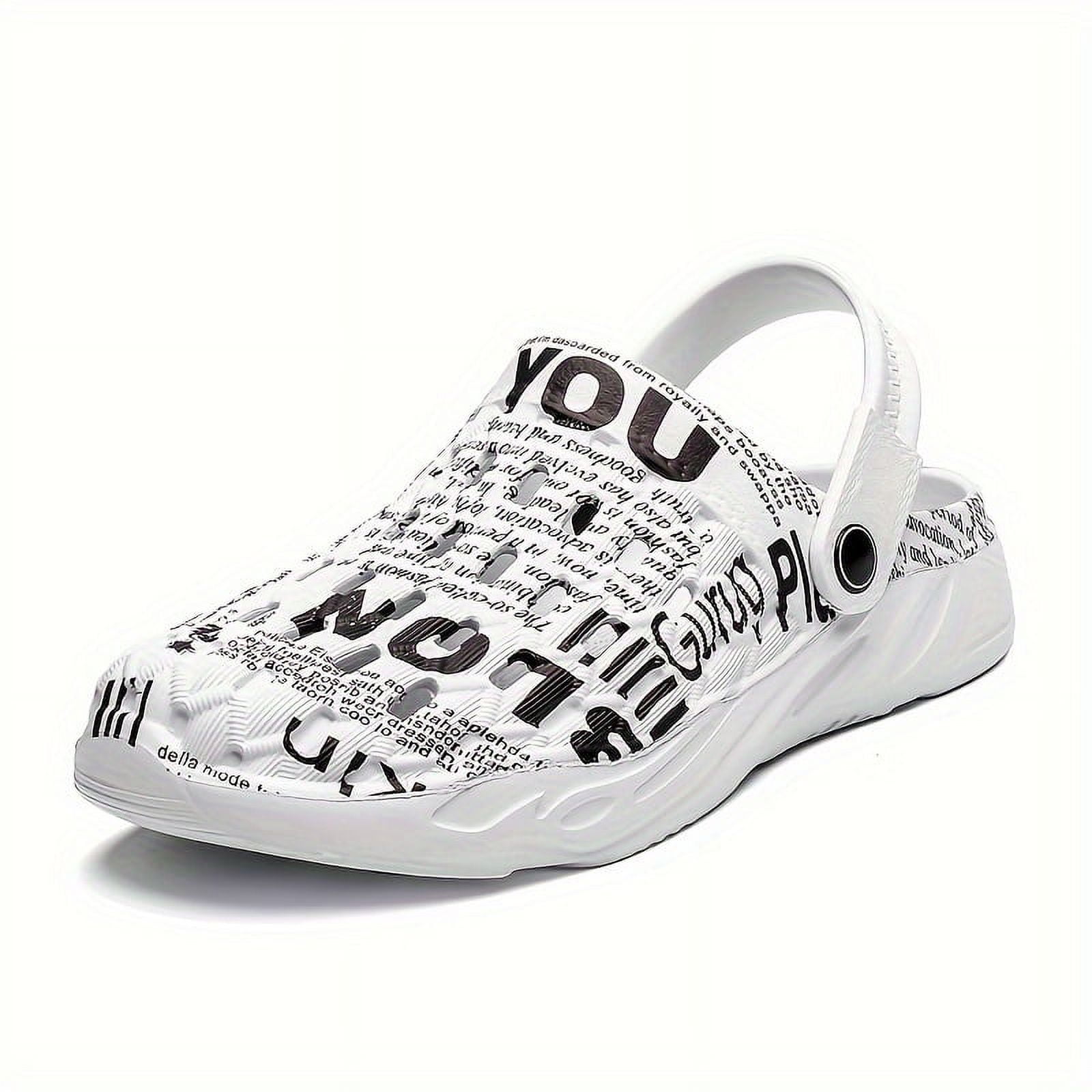 Men's Alphabet Print Clogs, Slipon Closed Toe Sandals, Soft Sole