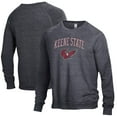 thumbnail image 1 of Men's Alternative Apparel Heathered Black Keene State Owls The Champ Raglan Pullover Sweatshirt, 1 of 3