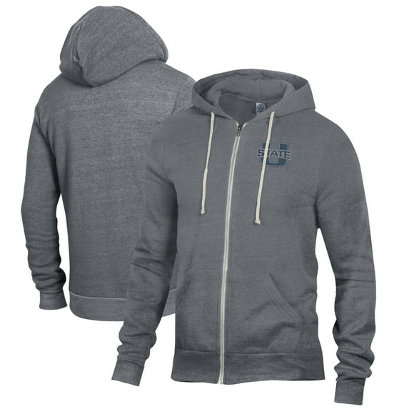 Men's Alternative Apparel Heathered Charcoal Utah State Aggies Rocky Full-Zip Hoodie