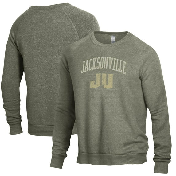 Men's Alternative Apparel Heathered Green JU Dolphins The Champ Raglan Pullover Sweatshirt