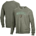 thumbnail image 1 of Men's Alternative Apparel Heathered Green Marshall Thundering Herd The Champ Raglan Pullover Sweatshirt, 1 of 3