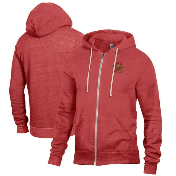 Men's Alternative Apparel Heathered Red Cornell Big Red Rocky Full-Zip Hoodie