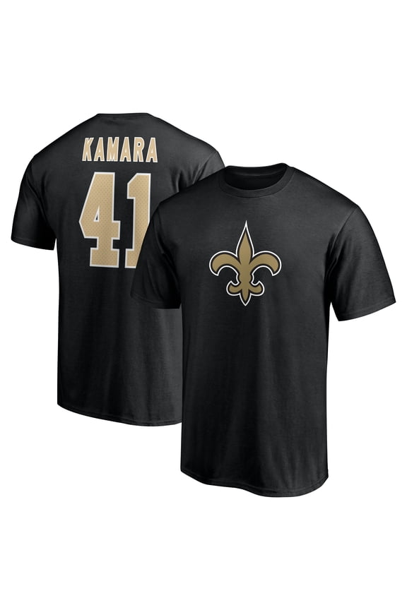 Men's Alvin Kamara Black New Orleans Saints Icon Name & Number T-Shirt