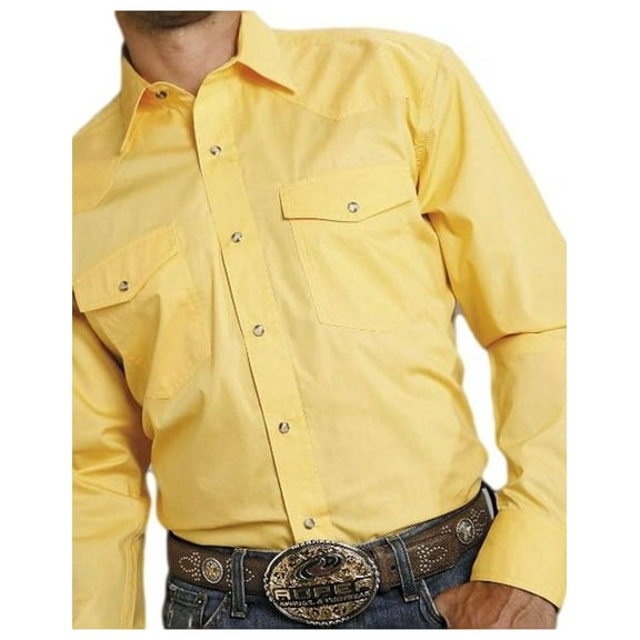 Men's Amarillo Collection Solid Long Sleeve Western Shirt Yellow