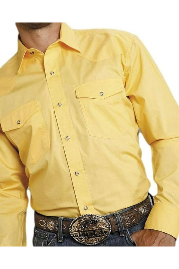 Men's Amarillo Collection Solid Long Sleeve Western Shirt Yellow