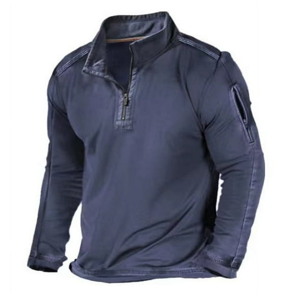 Men's Amazon Men's Outdoor Sports Fashion Zipper Stand-Up Neck Long Sleeve POLO Sweater