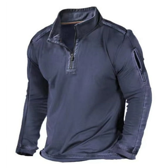 Men's Amazon Men's Outdoor Sports Fashion Zipper Stand-Up Neck Long Sleeve POLO Sweater
