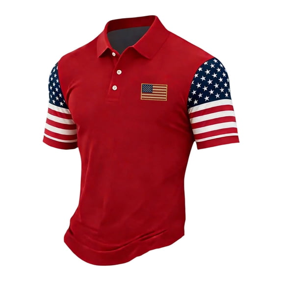Men's America 250 Polo Shirts Freedom Shirt American Flag Graphic Button Up Tees Independence Day Workout Golf Polo Shirts