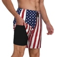 thumbnail image 1 of Men's America Flag Swim Trunks with Compression Liner Bathing Suit Swimwear, 1 of 1