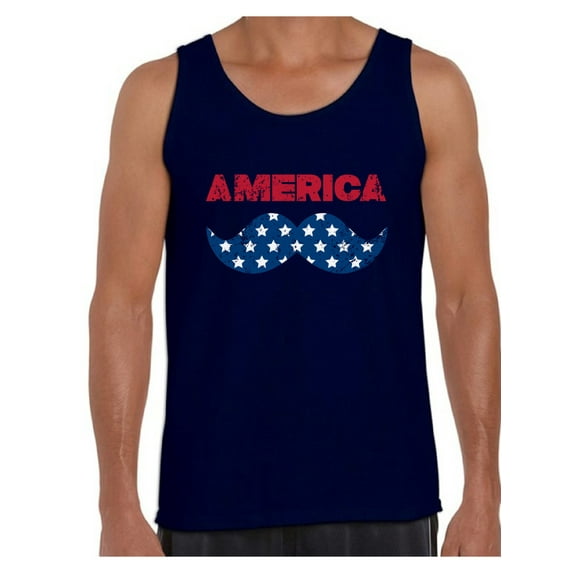 Men's America Patriotic Mustache Graphic Tank Tops USA Independence Day 4th of July