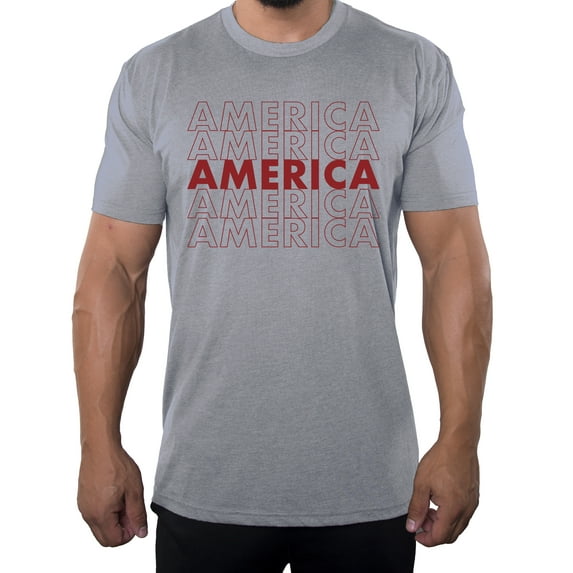 Men's America T-shirts, USA Shirts, Patriotic Shirts for Men - Heather Grey MH200PATRIOT S19 L