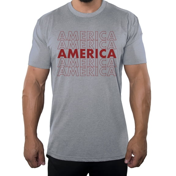 Men's America T-shirts, USA Shirts, Patriotic Shirts for Men - Heather Grey MH200PATRIOT S19 XL