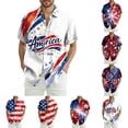 thumbnail image 1 of Men's American 250Th Anniversary Art Print Hawaiian Shirt 1776-2026 Patriotic Tee with America Script and Starburst Rays Royal Blue S, 1 of 7