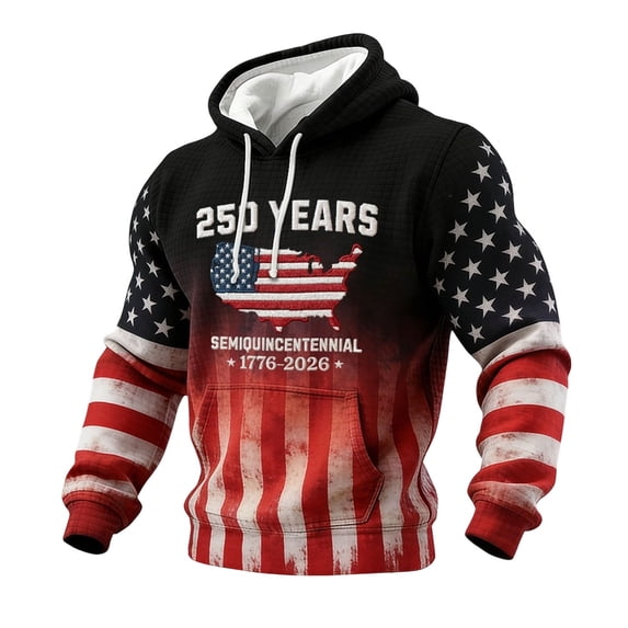 Men's American 250Th Anniversary Hoodies Knit USA 250Th Anniversary Shirt American Patriotic Flag Sweatshirts #40