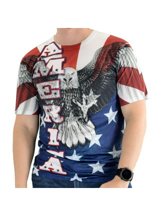 theflagshirts Men's USA Waving Flag T-Shirt | The Flag Shirt | L