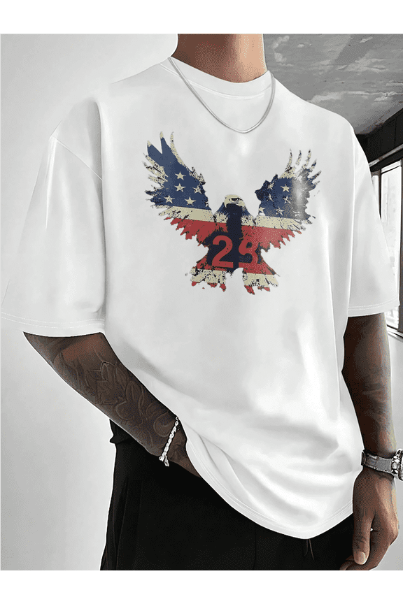 Men's American Flag Eagle 23 Graphic Tee Patriotic Vintage Style Casual Summer Short Sleeve TShirt For Men