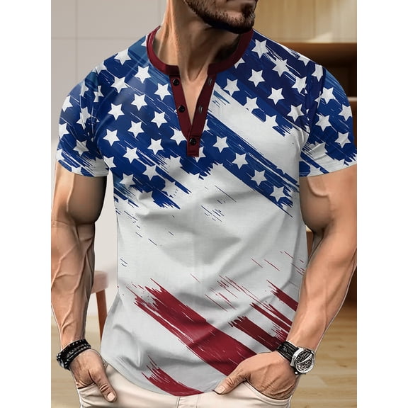 Men's American Flag Patriotic 1776 Shirt Vintage American 4th of July Short Sleeve Independence Day T-Shirt White XL