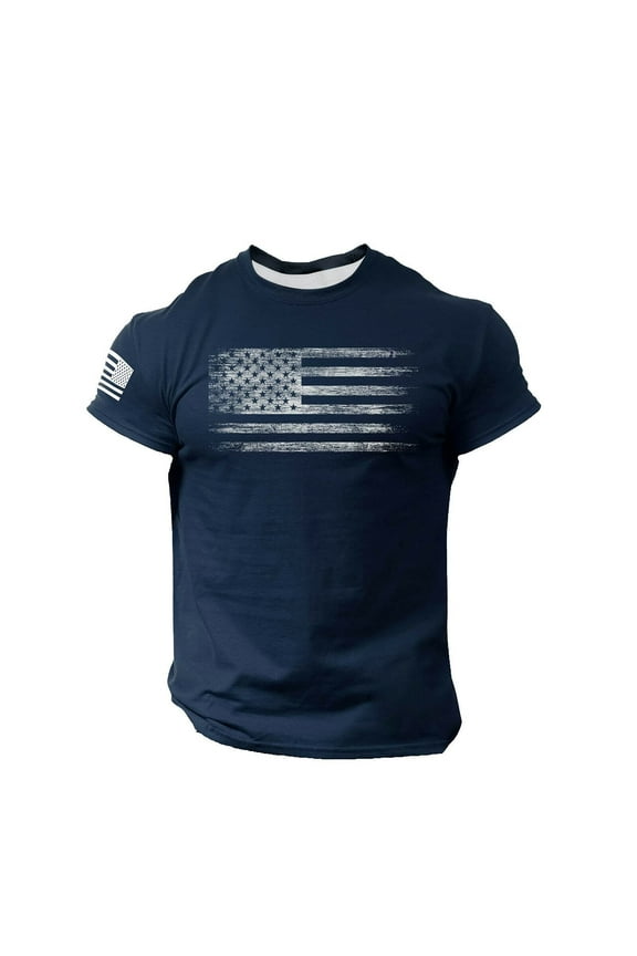 Men's American Flag Patriotic Muscle Fit Workout T-Shirt - Short Sleeve Athletic Tee for Gym, Running, and Casual Streetwear with Bold Graphic Design,Navy M