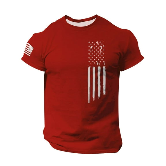 Men's American Flag Patriotic Muscle Fit Workout T-Shirt - Short Sleeve Athletic Tee for Gym, Running, and Casual Streetwear with Bold Graphic Design,Red S