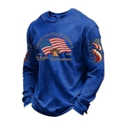 Mens American Flag Polo Shirt Long Sleeve Thermal Shirt Knit Fabric Crewneck Casual Comfort Fit Top