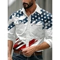 thumbnail image 1 of Men's American Flag Shirts Sport Western Two Pocket Long Sleeve Snap Button Down Shirts Cowboy Shirt White L, 1 of 6