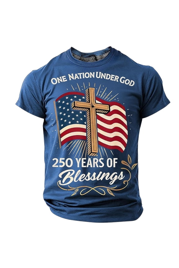 Men's American Freedom Patriotic T-Shirt, Short Sleeve Crew Neck USA Graphic Tee for 4th of July